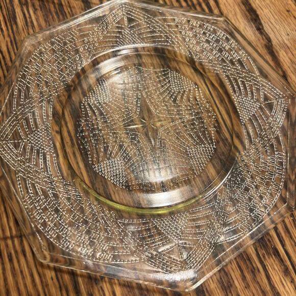 6 Depression Glass L.E. SMITH Yellow ROMANESQUE OCTAGON 7.5” PLATES EXCELLENT! - Picture 10 of 14
